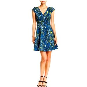Plenty Tracy Reese Melanie Blue Paisley Print Floral Fit and Flare Dress